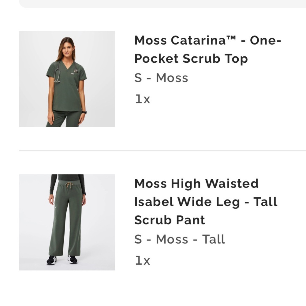 Figs Moss Catarina Scrub Top Isabel Scrub Pant Set wide leg high rise small tall
